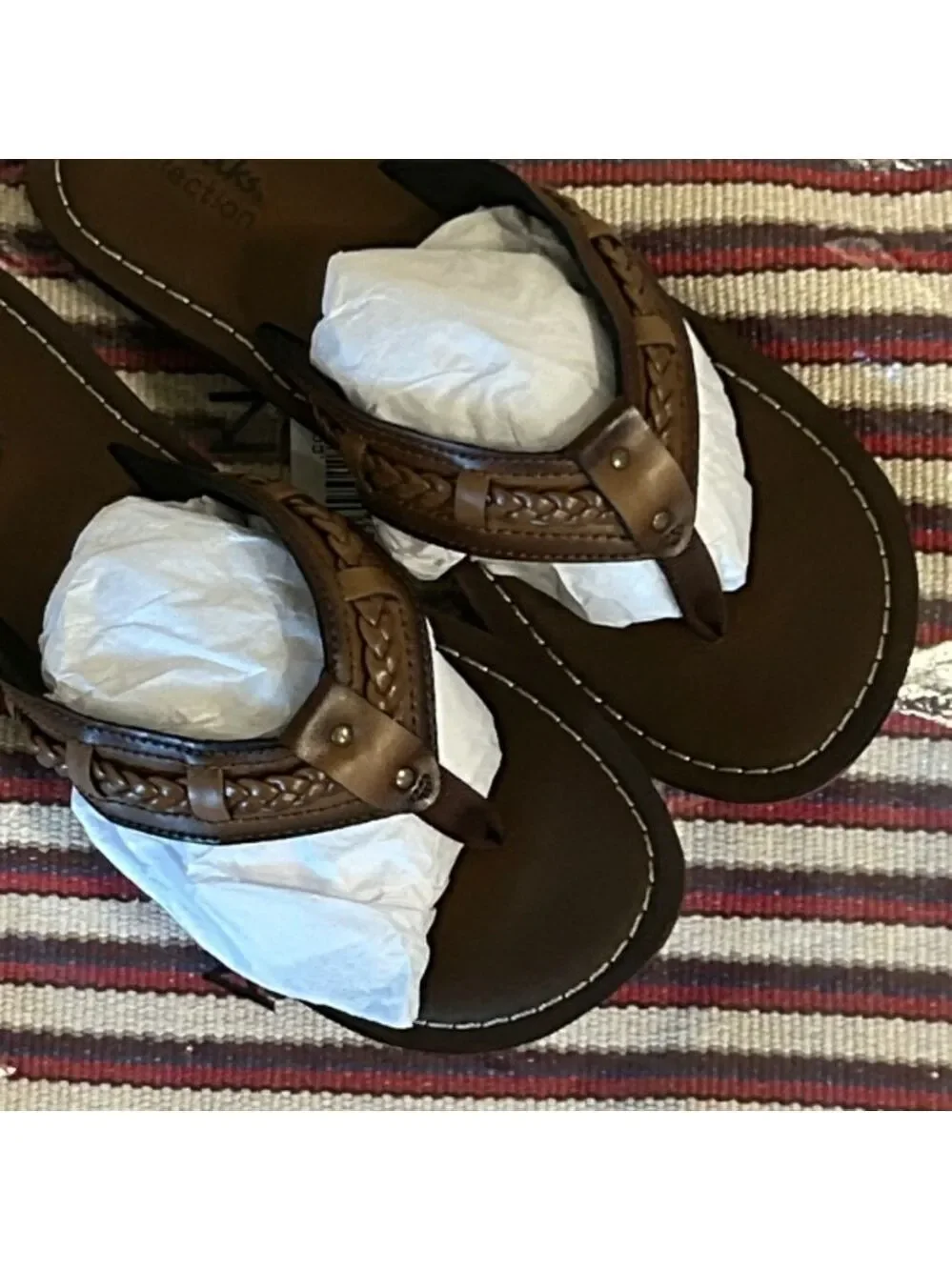 Clarks Tan Leather Sandals Size 8 Brown Black Clarks Boho Sandals